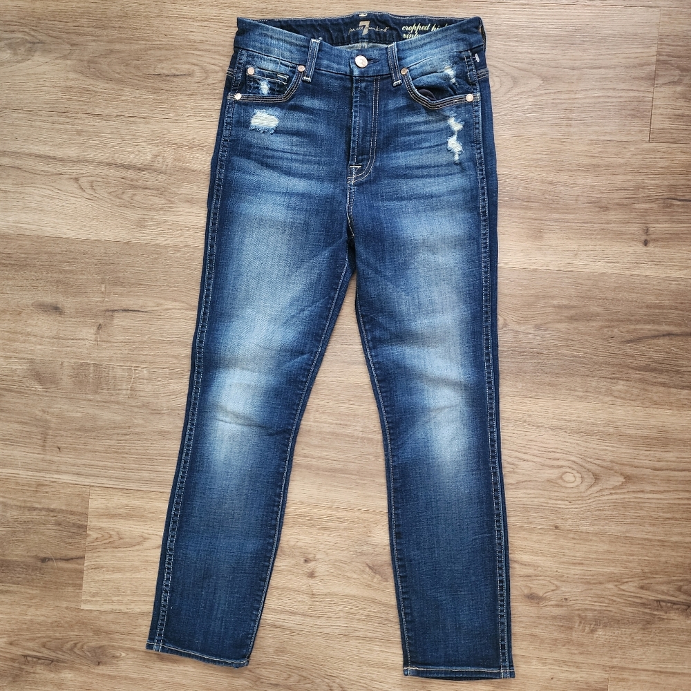 7 for all mankind kind cropped high waist vintage straight